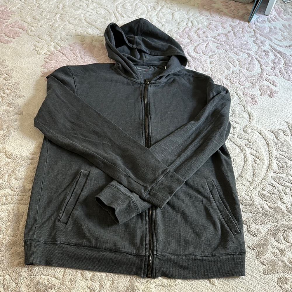 John Varvatos mens zip up sweater charcoal grey medium